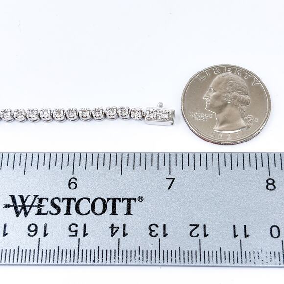 Classic Cubic Zirconia Tennis Bracelet | Sterling Silver 925 | 7" - Picture 2 of 6